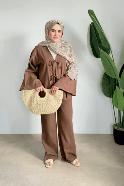 Kol Detay Kimono- Kahve