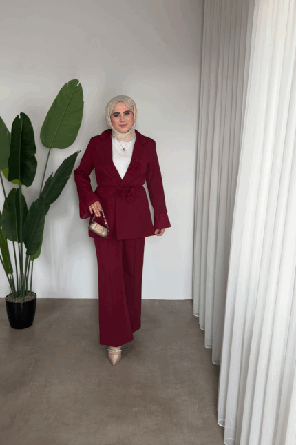 Rüya Kolu Piliseli Şık Takım- Bordo
